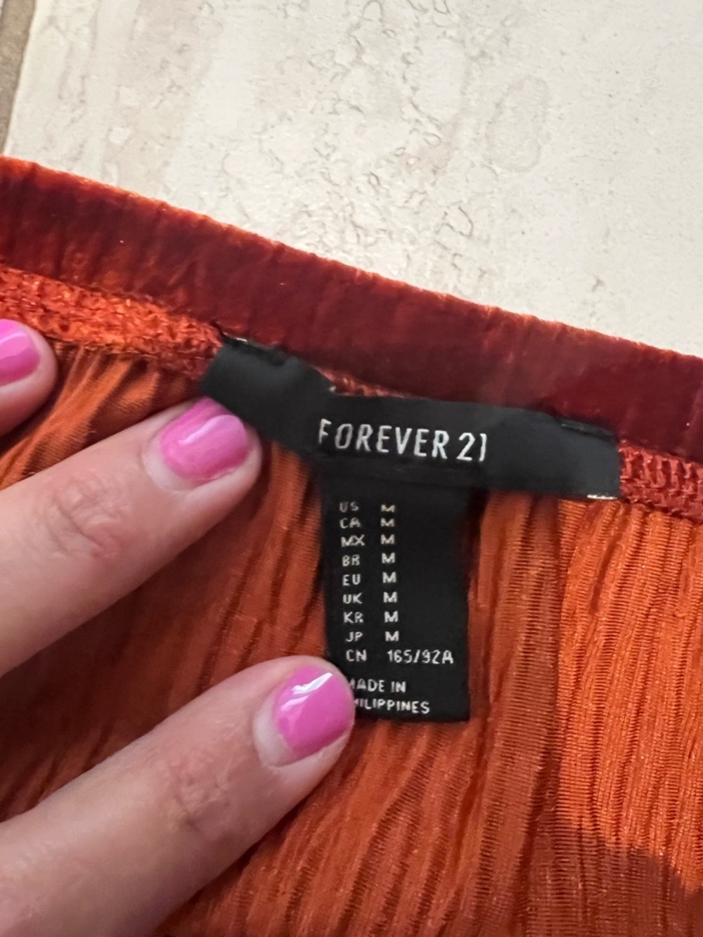 Forever 21 Rust Orange Off-Shoulder Velvet Crop Top - Picture 2 of 2